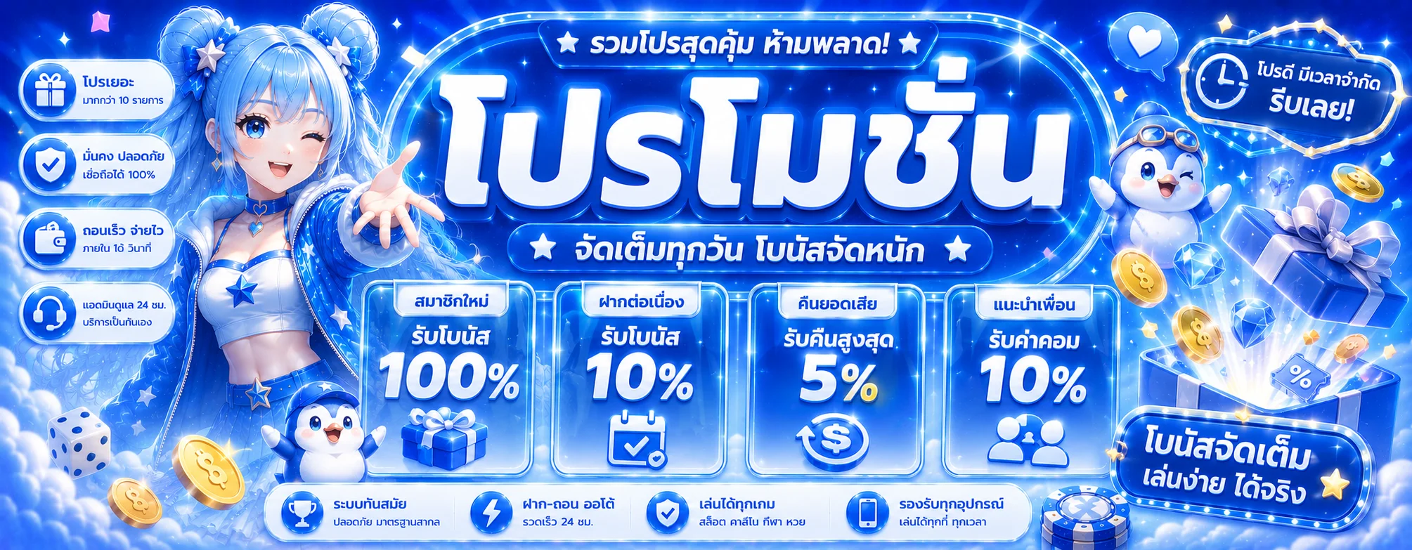 โปรโมชั่น WINZGAME โบนัสสมาชิกใหม่ คืนยอดเสีย ฝากรับเพิ่ม